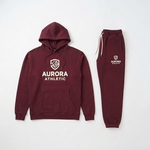 Conjunto Deportivo Personalizado de Felpa de Algodón y Poliéster de Color Liso para Hombre, Sudadera con Capucha - Product Image 1