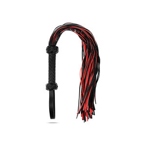 Látigo de cuero con diseño de asa en bucle, látigo a rayas rojo y negro - Product Image 4