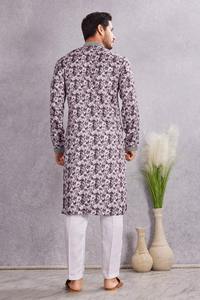 India Pakistan Style <b>Kurta</b> <b>Men's</b> Printed Cotton <b>Kurta</b> Casual Wear Cotton <b>Kurta</b> for <b>Mens</b> Wedding Party Wear - Product Image 3