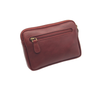 Pochette utilitaire courte zippée en cuir véritable Castello, porte-accessoires avec passant de ceinture intégré, marron, unisexe