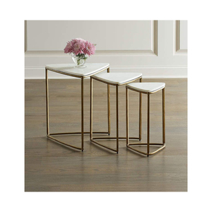 Table d'appoint moderne en métal, table d'appoint ronde avec plateau en marbre, design élégant et nouveau, table de salon, table de chambre à coucher - Product Image 4