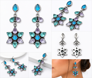 Proveedor Confiable, Pendientes Colgantes de Flor Monalisa, Joyería de Moda Étnica Vintage para Mujer, Chapado en Plata Antigua - Product Image 6