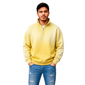 Fabricante de Sudaderas con Cierre de Cremallera de un Cuarto para Hombre, Estilo Francés, con Efecto Desgastado por el Sol, Ropa Urbana al por Mayor, Marca Privada, Proveedor de Ropa OEM - Product Image 1