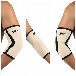 Codera de neopreno unisex color crema claro, de compresión, fácil de poner, protección para el brazo, equipo de entrenamiento de fuerza, protectores de codo - Product Image 6