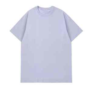 T-shirt pour homme en coton lourd, col rond, manches courtes, coupe ample, couleur unie, avec logo personnalisé, pour l'été - Product Image 1