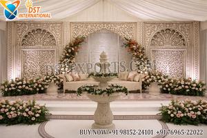 Decoración de Escenario para el Día de la Walima al Estilo Pakistaní con Marcos de Espejo, Paneles de Escenario para Bodas al Estilo Mughal, Marcos de Escenario Plateados de Lujo, Australia - Product Image 6