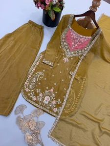 Salwar Kameez traditionnel jaune moutarde avec broderie pour femmes, tenue de mariage indienne ample, de Samp Corporation - Product Image 3