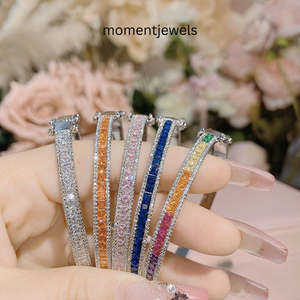 Rainbow <b>Crystal</b> Bangle Clear Rhinestone <b>Bracelet</b> Elastic Bangle Fashion Jewelry Gift - Product Image 1