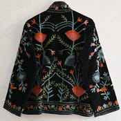 Veste en velours noir brodée à la main pour femmes, manches longues, vêtements d'hiver à la mode, provenant d'Inde - Product Image 6