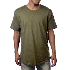<b>Men's</b> <b>Longline</b> <b>T</b>-<b>Shirt</b> Regular Fit Short Sleeve O-Neck Solid Color Casual Blank Tee 100% Cotton Jersey Knitted Fabric - Product Image 3