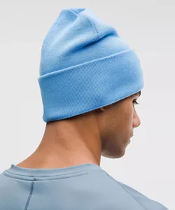 <b>Light</b> Blue Beanie Knit Winter <b>Hat</b> 56-58CM Solid Color Casual Adult Acrylic Male Style - Product Image 2