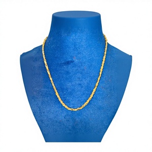 Chaîne en or massif 22 carats pour hommes et femmes, collier à maillons cylindriques en or jaune authentique, bijoux fins faits à la main en Inde, à porter au quotidien, cadeau - Product Image 1
