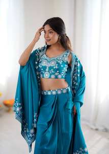 Nouvelle collection 2026 : Dhoti, Shrug et Choli de style occidental pour fêtes, toutes saisons, vente en gros - Product Image 3