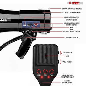 Mégaphone 50W à 5 Noyaux avec Sirène Bluetooth, Volume Réglable, Système de Sonorisation Portable Puissant - Product Image 5