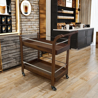 Chariot mobile en bois commercial à deux étages pour hôtels et restaurants-Chariot de nettoyage de tasses à vin et à thé avec support de table d'appoint