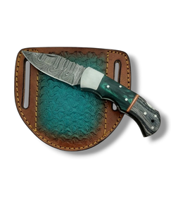 Lot of 25 Damascus Steel Folding <b>Knives</b> Resin Handle Back Lock <b>EDC</b> <b>Pocket</b> <b>Knives</b> Wholesale Pack with Pancake Leather Sheath - Product Image 3