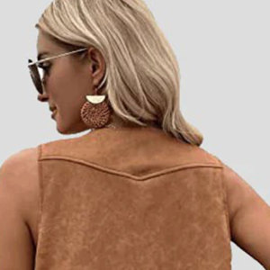 Women Vintage Western <b>Fringe</b> Vest Leather Cowboy Sleeveless <b>Jacket</b> Suede Tassel Rodeo Festival Fashion Premium OEM Wear - Product Image 1