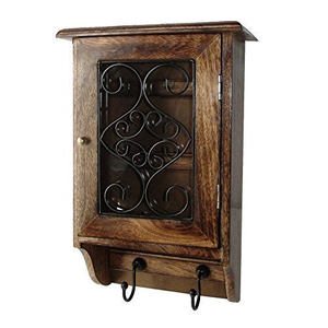 Porte-clés mural en bois avec crochets, organisateur de clés rustique, armoire décorative, porte-clés d'entrée, rangement mural pour la maison - Product Image 1