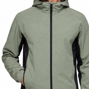 Chaqueta Softshell Verde Menta y Negra de Alta Calidad para Hombre, con Capucha, Resistente al Viento, Deportiva, con Paneles Laterales - Product Image 2