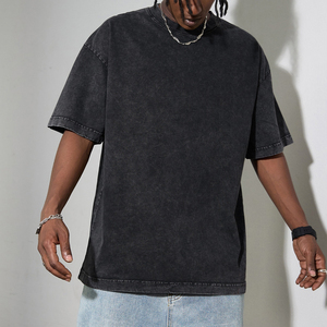 T-shirt décontracté pour homme en coton 100% 200g, sans couture, respirant, uni, surdimensionné, style streetwear, col rond, imprimé, écologique - Product Image 1