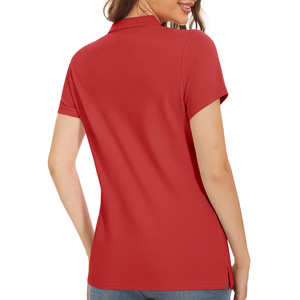 Polo de mujer de corte ajustado con cuello invertido, de nailon y elastano de secado rápido, para tenis, golf, deportes, yoga y gimnasio, personalizable. - Product Image 2