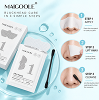 MAIGOOLE Kit de Patchs Points Noirs pour le Nez, Masque Facial Hydrogel, Bandes Nasales avec Écouvillon Nettoyant Double-Extrémité, Soin Zone T