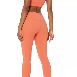High Waist Full Length Solid Color Yoga <b>Leggings</b> With Elastic Waistband For Women Sports Fitness Wear Seamless Design - Product Image 4