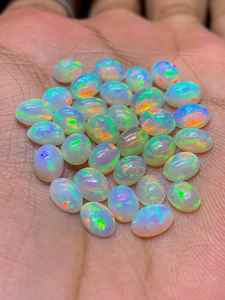 Opales de feu Welo d'Éthiopie naturelles authentiques, cabochons ovales colorés, pierres précieuses en vrac, lot de 5 pièces, vente en gros - Product Image 5