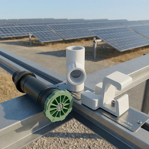 hydroplus international pv array cleaning sprinkler nozzle riser 1/2 inch threaded tee connector clamp frame fixing mount <b>set</b> - Product Image 1