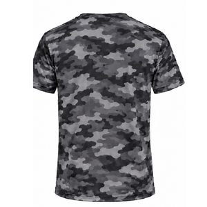 เสื้อยืดลายพรางสีดำสำหรับผู้ชาย แขนสั้น คอกลม พิมพ์ลายพราง เหมาะสำหรับการฝึกซ้อมกีฬา ออกกำลังกาย ฟิตเนส เสื้อผ้ากีฬา - Product Image 2