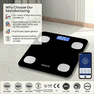 Balance de salle de bain numérique économique en verre trempé, alimentée par piles, avec mesure de la graisse corporelle, Bluetooth intégré, 180 kg, livraison gratuite personnalisée - Product Image 1