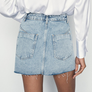 Jupe droite en jean à prix abordable pour femme, style classique, fournisseur OEM en gros, jupe droite minimaliste pour femme - Product Image 2
