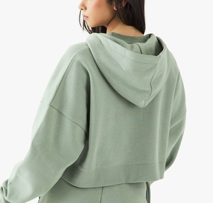 Sudadera con Capucha Corta Personalizada con Estampado 3D Puff, ODM, Algodón, Otoño, Hombros Caídos, Sudadera con Capucha de Manga Larga para Mujer, Estilo Hip Hop Urbano - Product Image 5