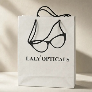 Sac cadeau en papier blanc classique pour lunettes, avec poignée en corde de coton, logo personnalisé, emballage plat standard pour lunettes de soleil, lunettes de vue - Product Image 2