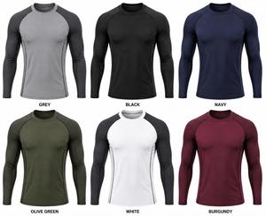 Vêtements de sport personnalisés pour hommes, manches longues, col rond, rashguard gris en spandex, séchage rapide, respirant, écologique, anti-UV, pour l'extérieur - Product Image 6