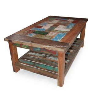 Durable Wood Rustic <b>Coffee</b> <b>Table</b> Knockdown Handcrafted Minimalist Vintage Industrial Living Room Furniture Reclaimed Boat Wood - Product Image 2