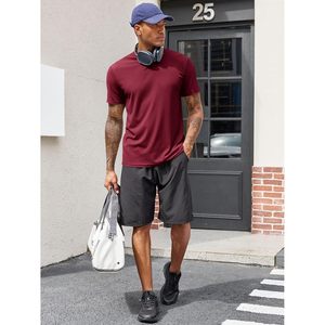 2025เสื้อโชว์กล้ามคอวีของผู้ชายเสื้อยืดแขนสั้นลำลองยืดแบบลำลองสำหรับออกกำลังกายยิมนาสติกเสื้อผ้าลำลอง - Product Image 3