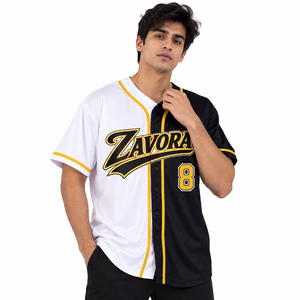 Camiseta de Béisbol Blanca y Negra para Hombre, Personalizada, de Dos Tonos, con Botones, Uniforme de Equipo, Impresión de Nombre y Número, Estilo Y2K, Ropa Deportiva al por Mayor - Product Image 1