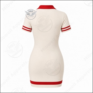 <b>women</b> Custom new Design <b>Women's</b> DST <b>polo</b> <b>Dress</b> cream and 100% Cotton Solid Anti-Wrinkle Breathable Front Embroidery - Product Image 2