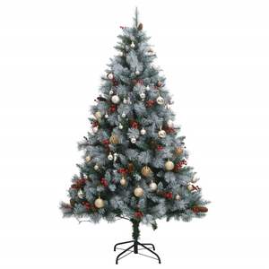 Albero di Natale Artificiale Pieghevole con 300 LED e Set di Palline, 210 cm per Esposizione Festiva - Product Image 4