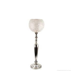Luxury Crystal Beaded Candle Holder Elegant <b>Silver</b> Metal Tealight Stand for Wedding Centerpieces and Modern Home Decoration - Product Image 6