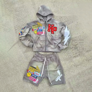 Nuevo Conjunto de Sudadera con Capucha y Pantalones Cortos, Ligero, Transpirable, de Corte Cuadrado, Liso, 100% Algodón Felpa, Hombros Caídos, para Invierno - Product Image 5