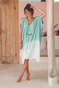 Women Ombre <b>Tie</b> Dye Maxi Dress V-Neck Loose Bohemian Casual Summer Beachwear Cover <b>Up</b> - Product Image 2