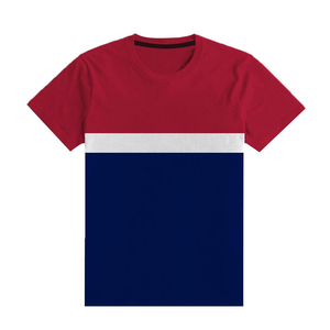 เสื้อยืดผู้ชาย คอกลม แขนสั้น ทรงปกติ ผ้าถัก สไตล์ลำลอง สีแดง ขาว น้ำเงิน - Product Image 1