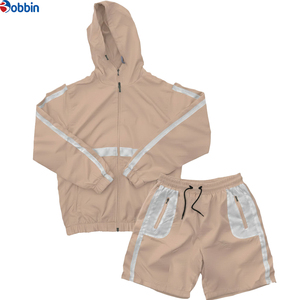 Conjunto Deportivo Personalizado con Chaqueta Cortavientos para Hombre, Conjunto Corto con Bloques de Color, Tejido Informal de Poliéster y Algodón Transpirable para Verano - Product Image 3