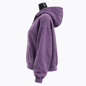 Sudadera con capucha y cremallera para mujer, chaqueta cálida de forro polar con lavado ácido, ropa deportiva informal, cómoda para el día a día - Product Image 4