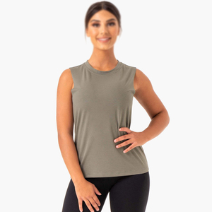 Women's Solid Color Sleeveless Tank <b>Top</b> Collarless Knitted Cotton Casual Breathable Fit Regular Length Front Logo Customizable - Product Image 1
