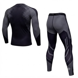 Manufacturer High Quality Custom Sublimated Set Long Sleeve Rash Guard Tight Sweatpants Gym Fitness Training <b>Athletic</b> Wear 100% - Product Image 2