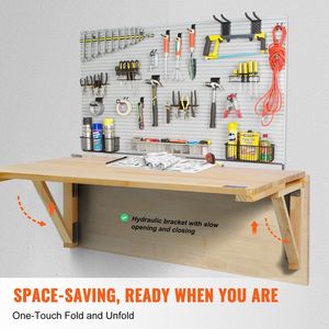 Scrivania a Scomparsa da Parete 80x60 cm in Legno con Staffa in Ferro, Tavolo Pieghevole per Computer - Product Image 4