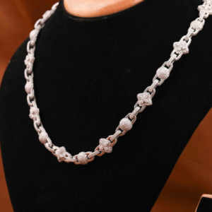 Cadena cubana de eslabones con diamante de moissanita de corte redondo, collar unisex de eslabones de bola estilo hip-hop para fiestas y uso casual - Product Image 4